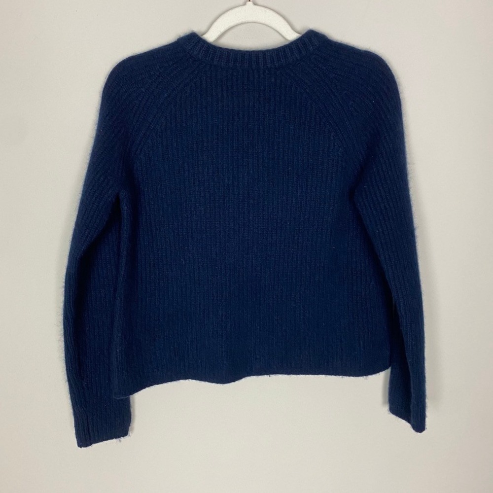 Jenni Kayne 100% Cashmere Fisherman Ribbed Crewneck Sweater Navy Blue Small - Picture 3 of 8